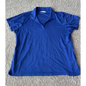 Women's Blue Collared Short Sleeve Shirt Joe USA Shirt - XXL/2XL Dri-equip